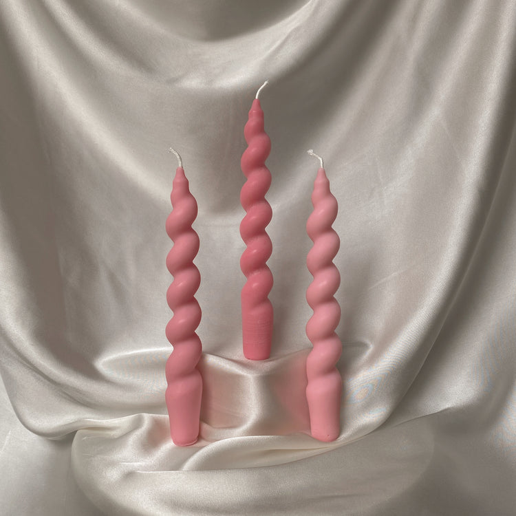 Pink Pillar Candle Set